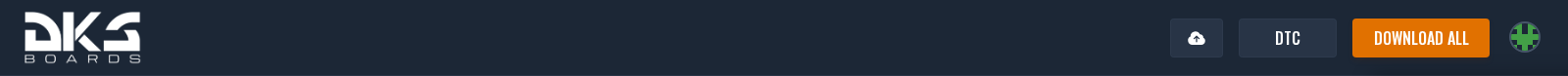 The top bar showing the publish cloud icon, the DTC button, and the user menu